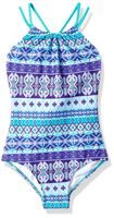 Kanu Surf Girls' Big Jasmine Beach Sport Halter One Piece Swimsuit, Mahina Purple, 10