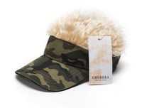 OBERORA Flair Hair Visor Sun Cap Wig Peaked Adjustable Baseball Hat with Spiked Hairs