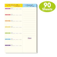 Weekly Meal Planner Shopping List Note Pad with Tear Off Perforated Line and Magnet Mountings (90 Pages 6" x 9")