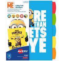 Avery Despicable Me Big Tab Dividers, Minions Expressions, 5-Tab Dividers, 1 Set (11391)