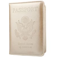 GDTK Leather Passport Holder Cover Case RFID Blocking Travel Wallet (Gold)