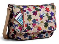 Vera Bradley Lighten Up Laptop Messenger Crossbody Bag (One Size, Beige/Falling Flowers Neutral)