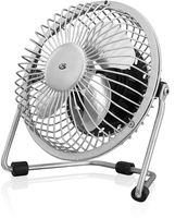 GPX Mini 4 Inch USB Personal Fan, Compatible with Computers, Laptops, Portable Chargers, Silver (AU25S)