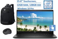 2020 Newest Dell Premium Inspiron 15.6-inch Touch-Screen HD Laptop, Intel i3-8145U (Beat i5-7200U), up to 3.9GHz, 12GB RAM, 128GB SSD, WiFi, HDMI, Webcam, Bluetooth, Windows 10 Pro, Backpack & Mouse