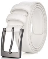 Marino's Men Genuine Leather Dress Belt with Single Prong Buckle - White - 38