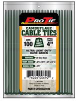 Pro Tie CFO4ULD100 4-Inch Olive Green Nylon Ultra Light Duty Cable Ties, 100-Pack