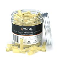 90 PCS Wirefy Female Spade Connectors - Heat Shrink Spade Connector Kit - Electrical Spade Terminals - Yellow 12-10 Gauge Wire Connectors
