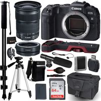 Canon EOS RP Mirrorless Digital Camera with EF 24-105mm f/3.5-5.6 STM Lens and Mount Adapter EF-EOS R Kit Accessory Bundle - Canon Extension Grip (Red) + SanDisk Ultra 64GB Memory Card + More