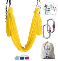 Aerial Yoga Hammock 5.5 Yards Premium Aerial Silk Fabric Yoga Swing for Antigravity Yoga Inversion Include Daisy Chain,Carabiner and Pose Guide (Yellow)