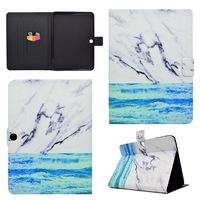 Ostop Compatible with Samsung Galaxy Tab 4 10.1(SM-T530/T531) Tablet Case,Marble Design PU Leather Wallet Slim Smart Cover [Auto Sleep/Awake] Magnetic Flip Folio Stand Case,Sea