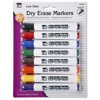 Charles Leonard Dry Erase Markers, Barrel Style with Chisel Tip, Assorted Colors, 8-Pack (47828)