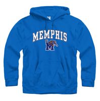 Campus Colors NCAA Adult Arch & Logo Gameday Hooded Sweatshirt (Memphis Tigers - Royal, Adult Small)