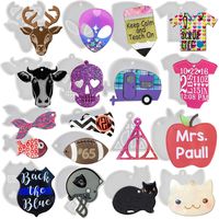 Keychain Charm Epoxy Resin Silicone Molds Set Make Bag Tag Dog Tags Party Favors Alien Camper Megaphone Pencil T-shirt Football Apple Skull Baby Cat Police Badge Football Helmets