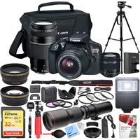 Canon EOS Rebel T6 DSLR Camera with 18-55mm is II and 75-300mm III Double Zoom Kit Bundle with 500mm Preset Telephoto Lens, 32GB Memory Card, 58mm Filter Set and Accessories (13 Items)