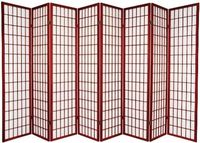 Legacy Decor Japanese Oriental Style Room Screen Divider Black, Cherry, Natural, Espresso or White Color (8-Panel, Cherry)