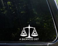 A Balanced Diet (Pizza) - 4-1/2" x 3-3/4" - Vinyl Die Cut Decal/ Bumper Sticker For Windows, Cars, Trucks, Laptops, Etc.