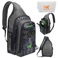 KastKing Pond Hopper Fishing Sling Tackle Storage Bag - Lightweight Sling Fishing Backpack - Sling Tool Bag for Fishing Hiking Hunting Camping,Include (1) 3600 Box,17.7x12.6x6 Inches, Blackout