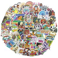 Cool Hippy Stickers for Skateboard, Trendy Vinyl Water Bottle Laptop Computer Phone Notebook Luggage Guitar Skateboard Decal 100Pcs Pack (Hippie)
