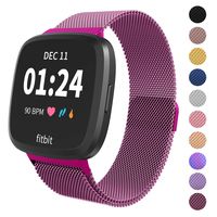 Limque Magnetic Bands Compatible with Fitbit Versa/Versa 2/Versa Lite/SE, Women Men Metal Adjustable Replacement Wristband for Fitbit Versa Smart Watch Multi-Color (Purple, Large)
