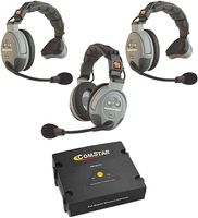 Eartec COMSTAR XT-3 Full Duplex Wireless Intercom 2 Way Communication System for 3 Users - 1 COMSTAR Com-Center Transceiver Base Station, 1 Dual-Ear Headset, and 2-Pack of Single-Ear Headsets