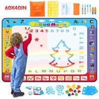 Fansteck Water Drawing Mat 60x40 inch, Large Water Doodle Mat with Storage Bag, Aqua Magic Doodle Mat with 26 Accessories, Educational Toys and Idea Gifts for Boys, Girls Age of 2 3 4 5 6 7 8
