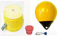 KUFA Sports Prawn Trap Accessory Combo, 5/16 x 400' Poly Rope with Clip on line Weight,12" Heavy Duty Yellow Buoy & Vented Bait Jar (PP4+TW10+HB5+A30Y)