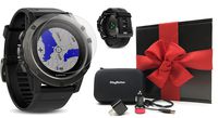 Garmin Fenix 5X Sapphire (Slate Gray with Black Band) Gift Box Bundle | +Screen Protector, PlayBetter USB Car & Wall Adapters, Protective Case | Multi-Sport GPS Watch, Wrist-HR/TOPO Maps