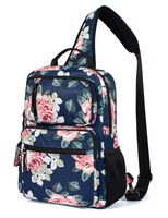 H HIKKER-LINK Men Messenger Bag Laptop Crossbody Sling Backpack Floral Dark Blue