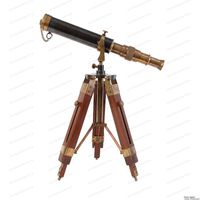 Table Décor Telescope Vintage Marine Gift Functional Instrument Collectables Gift Item (Brass Antique + Wood)