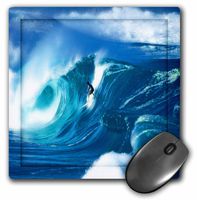 3dRose LLC 8 x 8 x 0.25 Inches Giant Surfing Wave and Surfer in Brilliant Blues and White Foam Highlights on The Ocean Water Mouse Pad (mp_128816_1)