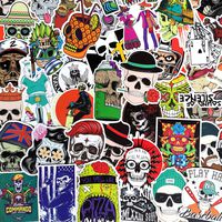 Laptop Skull Stickers Graffiti Patches Stickers Waterproof Motorcycle Bicycle Luggage Decal Skateboard Stickers for Kid and Adult (100pcs Skull)