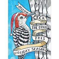 Tree-Free Greetings Christmas Cards and Envelopes, Holiday Card Set, 5 x 7 Inch Cards, Box Set of 10, Peck The Halls, (HB93237)