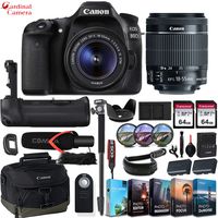 Canon EOS 80D DSLR Camera w/Canon EF-S 18-55mm f/3.5-5.6 is STM Lens + Pro Microphone + Battery Grip + Canon Wrist Band & Exclusive Editing Software & Accessory Bundle