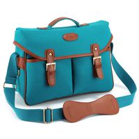 Kattee Fashion PU Leather Canvas DSLR Mirrorless Camera Shoulder Bag for Canon Nikon, etc (Large, Blue)