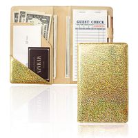 Mymazn Holographic Glitter Server Book for Waitress Wallet Serving Pad Book Organizer for Waiter Check Book Holder Restaurant Waitstaff Organizer, Glitter Gold