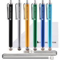 The Friendly Swede Bundle Micro-Knit Hybrid Fiber Tip Universal Capacitive Stylus Pens (Silver,Aqua Blue,Green,Dark Blue,Yellow,Black)