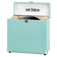 Victrola Vintage Vinyl Record Storage Carrying Case For 30+ Records (Dust/Scratch Free) (Aqua Turquoise)