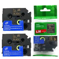 LM Tapes - 2/Pack Premium 3/8" Gold Print on Black Label (9mm 0.35 Laminated) Compatible with P-Touch TZe-324 Tape and Comes with Great Tape Color/Size Guide for Easy reordering.