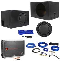 Polk Audio DB1242SVC 12 1110w Car Subwoofer+Vented Sub Box+Amplifier+Amp Kit