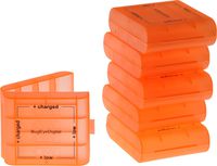 B.E.D. (6 Pack) AA / AAA Fluorescent Orange 4 Cell Battery Case with Charge Reminder Markings