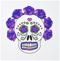 3dRose Day of the Dead Skull Día de los Muertos Purple - Greeting Cards, 6 x 6 inches, set of 6 (gc_24638_1)