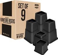 Utopia Bedding Adjustable Bed Furniture Risers Pack - 3, 5 or 8 Inch Heavy Duty Risers for Sofa, Table, and Chair - (Bulk Pack of 9 x 8 Pieces - Black)