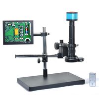Aihome 14MP HDMI HD USB Digital Industry Video Microscope Camera Set+Big Boom Stand Universal bracket +300X C-MOUNT Lens+144 LED Light + 8" inch HDMI LCD Monitor (300X Zoon Lens)