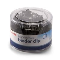 Officemate Assorted Size, 50 Small/10 Medium, Binder Clips, Black, 60 per Tub (31025)