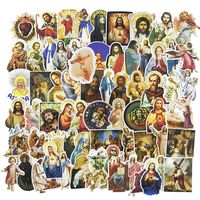 68pcs Retro Laptop Stickers, Jesus God Vinyl Decal for Guitar Bass Phone Computer Travel Case Piano Water Bottle