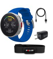 Polar Vantage V Pro Multisport GPS Watch Wearable4U Wall Charging Adapter Bundle (Blue with HR)