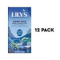 Crispy Rice Dark Chocolate Bar by Lily's Sweets, Stevia Sweetened, No Added Sugar, Low-Carb, Keto Friendly, 55% Cacao, Fair Trade, Gluten-Free & Non-GMO, 3 Ounce, Pack of 12