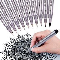 Precision Micro-Line Pens, Fineliner, Multiliner, Waterproof Archival ink, Artist Illustration, Anime, Sketching, Technical Drawing, Office Documents & Scrapbooking, Manga Pens Writing, 10/Set(Black)
