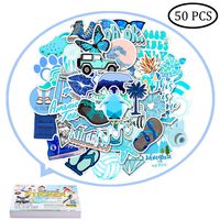 Cute VSCO Stickers for Hydro Flask, 50 Pcs Waterproof Laptop Stickers for Phone, Luggage, Skateboard, Guitar, Cute Vinyl Trendy Aesthetic Stickers for Kids, Teens, Girls (Blue)