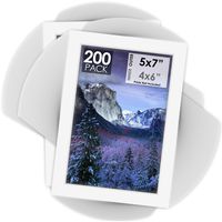 Mat Board Center Pack of 200, 5x7 White Picture Mats with White Core for 4x6 Pictures